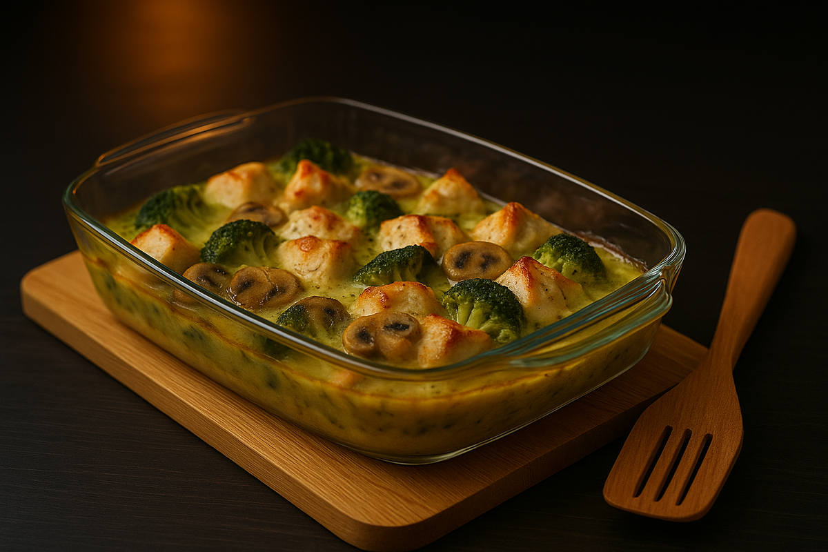 🥦 Romige ovenschotel met kip, broccoli en champignons