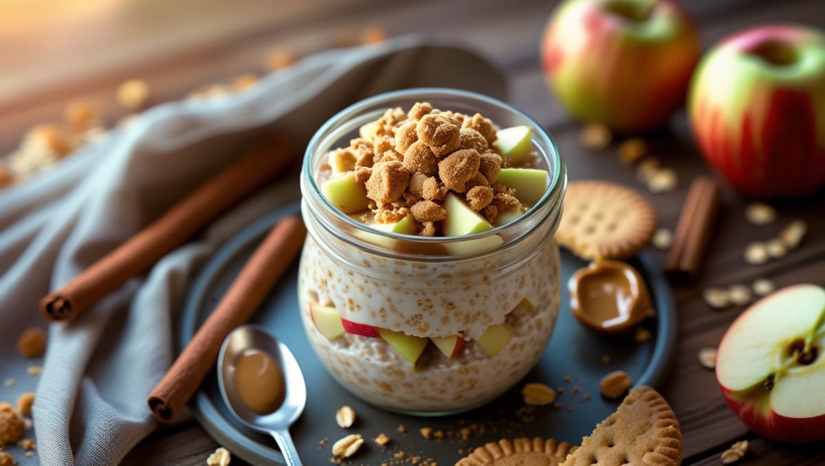 🥣 Appeltaart Overnight Oats met Koekjes Crumble
