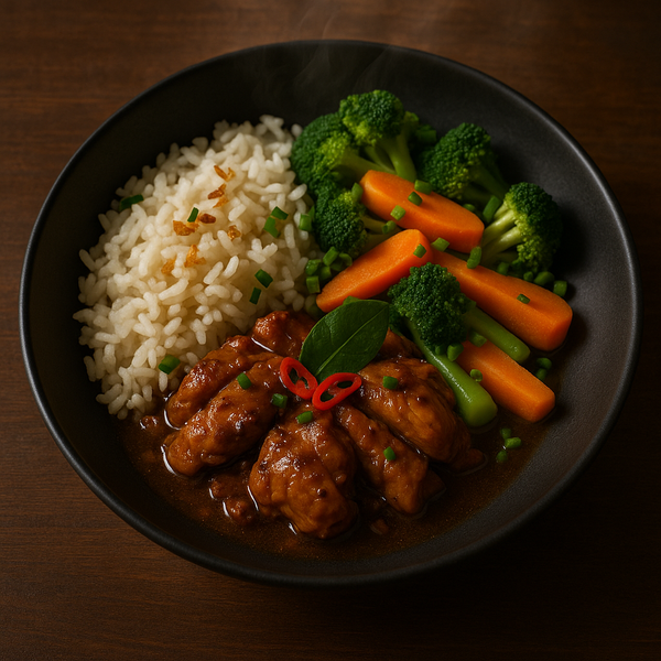 🍗 Kip Adobo met Knoflook-Kokosrijst + Gestoomde Groenten